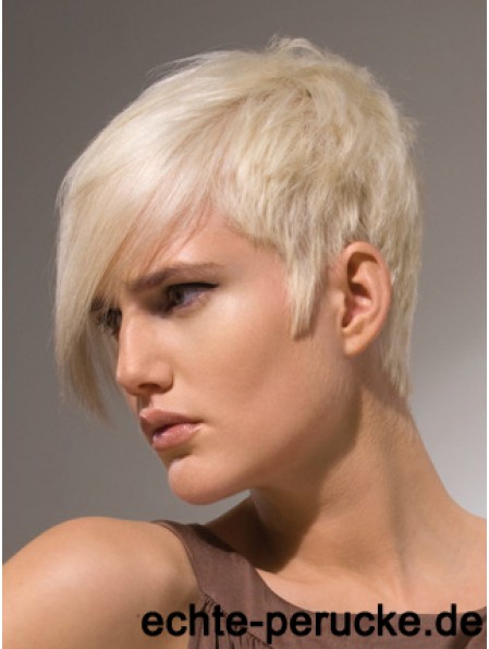 Capless Boycuts Short Straight 8  inchPlatinblonde stilvolle Modeperücken