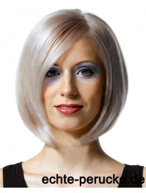 Volle Spitze Bobs Kinnlänge gerade 10 Zoll Platinblond Hochwertige Modeperücken