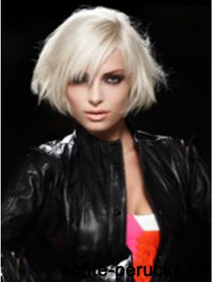 Lace Front Layered Short Straight 12 Zoll Platinblond Komfortable Mode Perücken