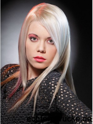 Spitzenfront ohne Pony lange gerade 16  inchplatinblonde Good Fashion Perücken