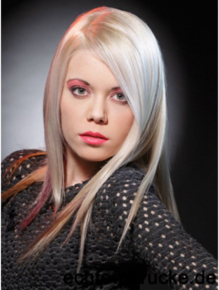 Spitzenfront ohne Pony lange gerade 16  inchplatinblonde Good Fashion Perücken