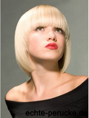 Volle Spitze Bobs Kinn Länge gerade 10 Zoll Platinblond Online Fashion Perücken