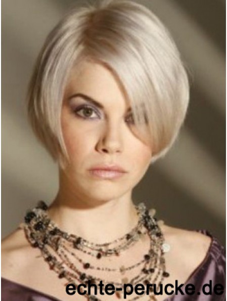 Capless Grey Short Straight 8  inchPlatinblonde Amazing Fashion Perücken