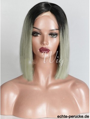 Kinnlänge Ombre / 2 Tone Straight Bobs Geeignete Afroamerikaner Perücken