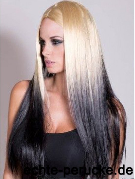 Geeignete Ombre / 2 Tone Long Straight ohne Pony 22  inchHuman Lace Perücken
