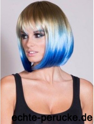 Discount Ombre / 2 Tone Short Straight mit Pony 14  inchHuman Lace Perücken