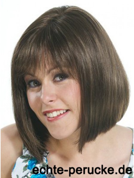 Brown Bob Perücke UK Mit Capless Straight Style Chin Länge