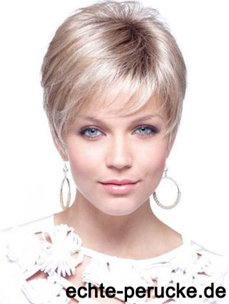 Blonde Cropped Straight Boycuts Capless Moderne Damen Perücken