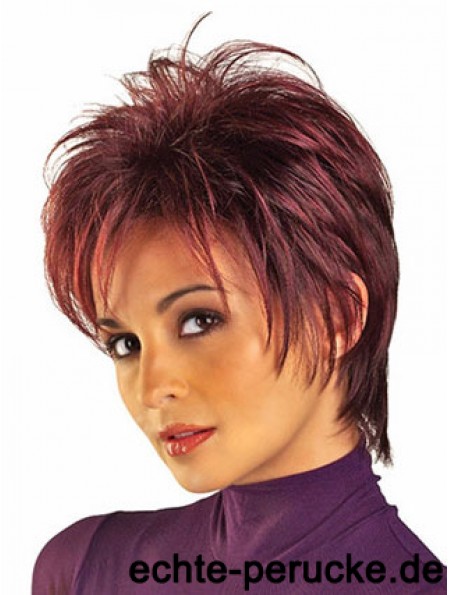 Kaufen Sie Perücken online Rote Farbe Short Length Straight Style Boycuts