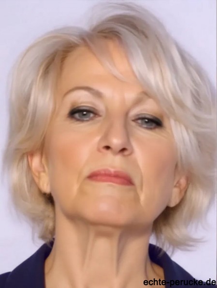 Günstige graue Perücken Remy Human Grey Cut Wellenförmiger Stil kurze Länge