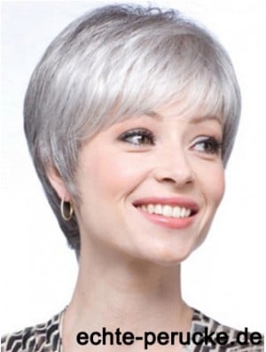 Short Wigs UK Straight Style With Capless Grey Cut