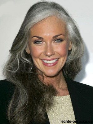 Wavy 100% Hand-tied 16 inch Perfect Shoulder Length Grey Wigs