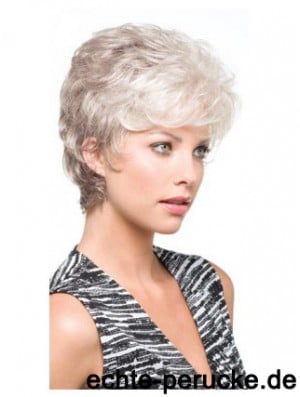 Grey Short Wig With Synthetic Capless Wavy Style