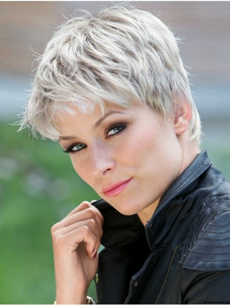 Synthetic Durable Cropped Straight Grey Wigs