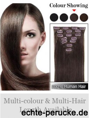 Designed Auburn Straight Remy Human Hair Clip In Hair Extensions