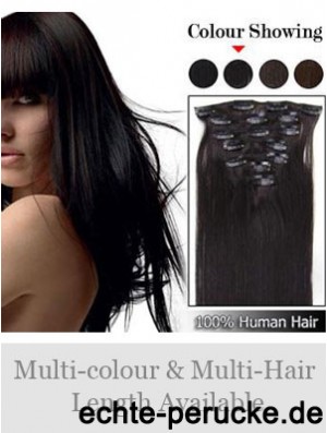 Günstige Brown Straight Remy Echthaar-Clip in Haarverlängerungen