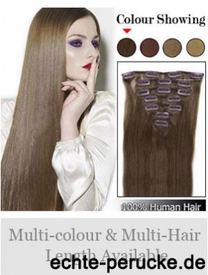 Beste Brown Straight Remy Echthaarspange in Haarverlängerungen