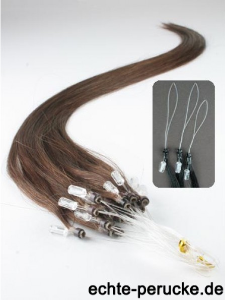 No-Fuss Brown Straight Micro Loop Ring Haarverlängerungen