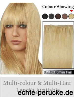Straight Remy Echthaar Blond Geeignete Schussverlängerungen