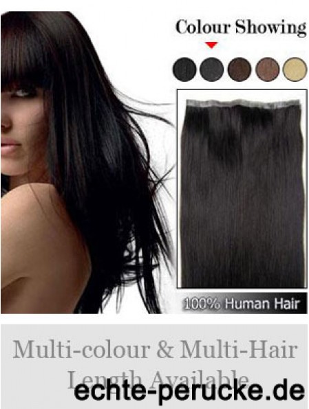 Straight Remy Echthaar Black Incredible Weft Extensions