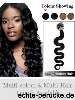 Top Black Wavy Micro Loop Ring Haarverlängerungen