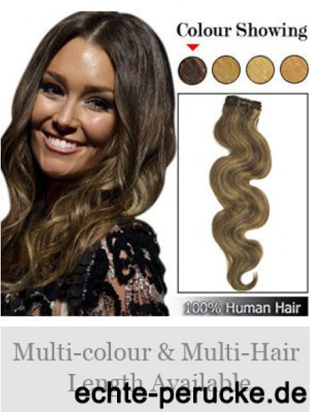 Schussverlängerungen mit Remy Wavy Style Brown Farbe