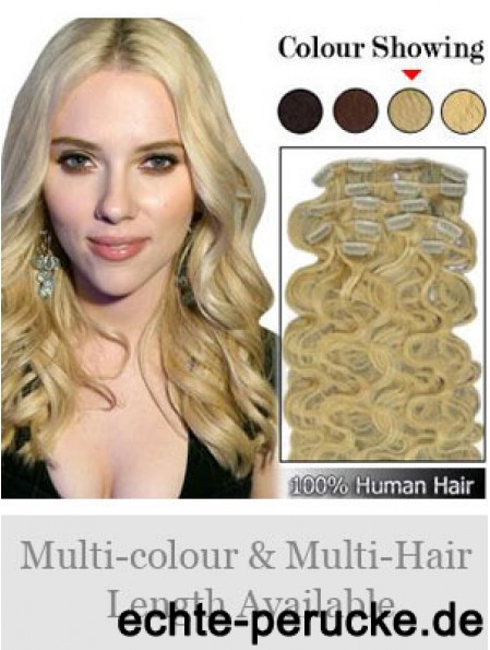 Designed Blonde Wavy Remy Echthaar-Clip in Haarverlängerungen