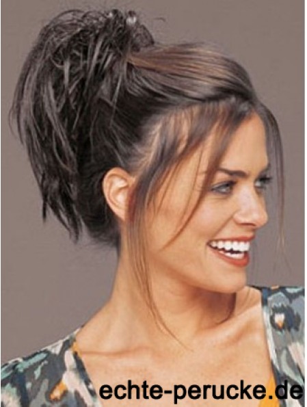 Clip On Haarteile Kurzes Haar mit synthetischer brauner Farbe Straight Style